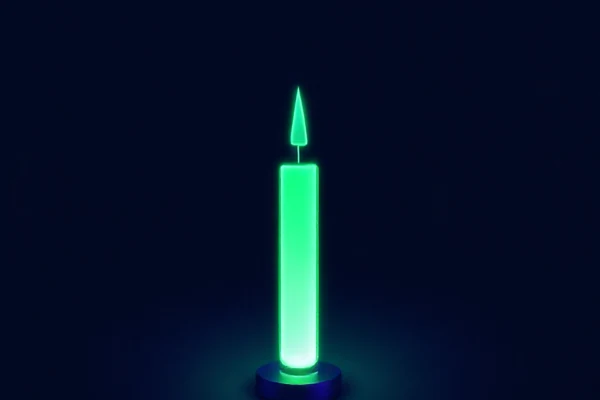 A thumbnail illustration of a single glowing green candlestick