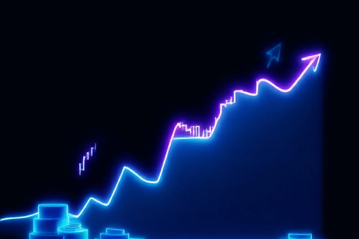 An illustration of price breaking through a resistance line and that line becoming new support below